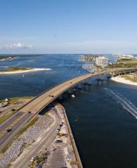 Aerial view of Perdido Pass Bridge in Orange Beach